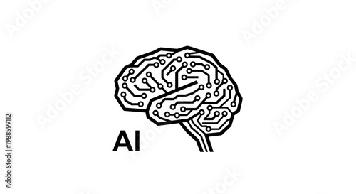 Brain Illustration with AI Concept.
