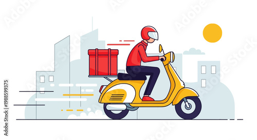 Delivery Rider on Yellow Scooter.