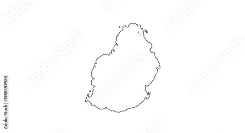 A simple black and white outline depicting the island nation of mauritius geographical shape high quality