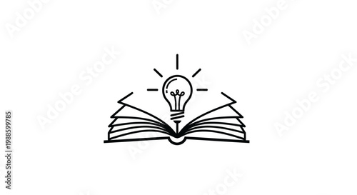 Open book with lightbulb idea.