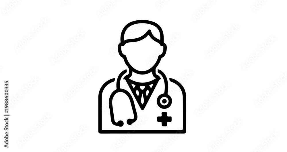 Fototapeta premium A minimalist vector graphic illustration of a doctor or medical professional in a simple line art style