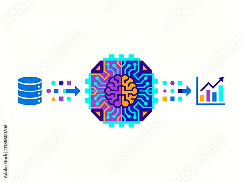 Artificial Intelligence Data Processing Concept Flat Vector Illustration