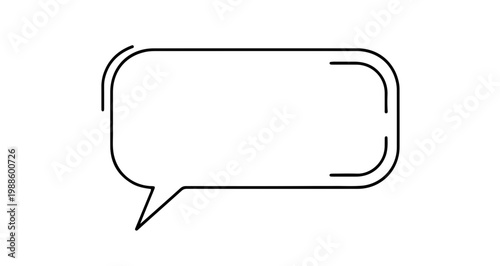 A minimalist line art speech bubble icon for communication and dialogue