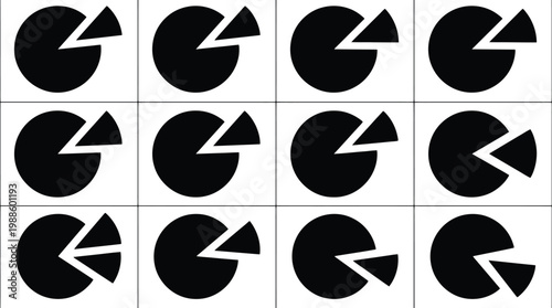Pie Chart Segments Arranged in a Grid slice circle