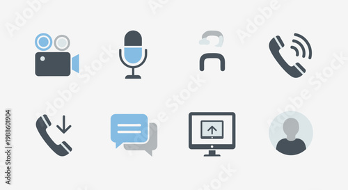 Set of Modern Communication and Media Icons