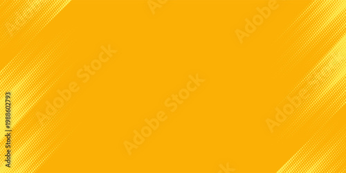 Yellow halftone pattern. Retro comic gradient background. Bright orange pixelated dotted texture overlay. Cartoon pop art faded gradient pattern.