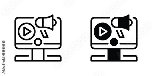 Video Marketing Vector Line Icon for ui and web design