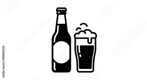 Bottle and glass of beer.