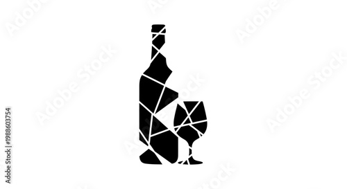 Geometric Mosaic Wine Bottle Glass.