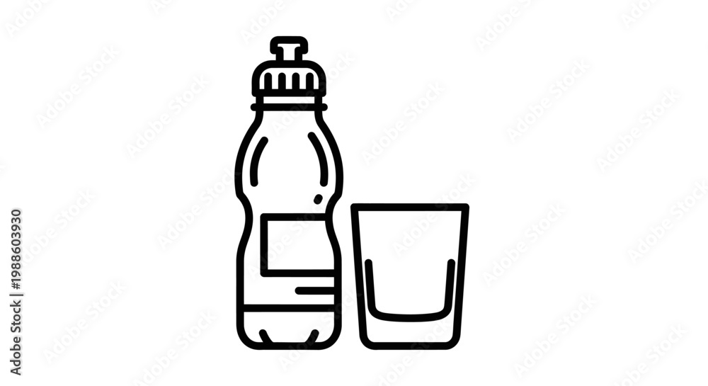 Obraz premium Water bottle and glass icon.
