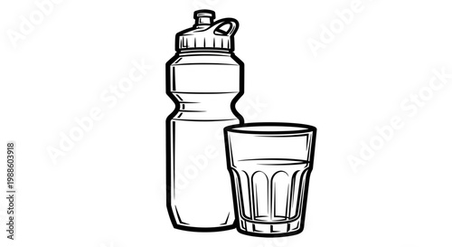 Water bottle and clear glass.