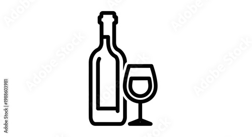 Wine bottle and glass icon.