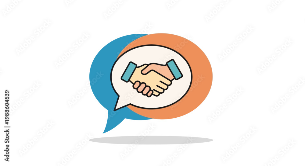 Obraz premium Business Handshake Icon Inside Speech Bubbles