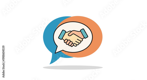 Business Handshake Icon Inside Speech Bubbles