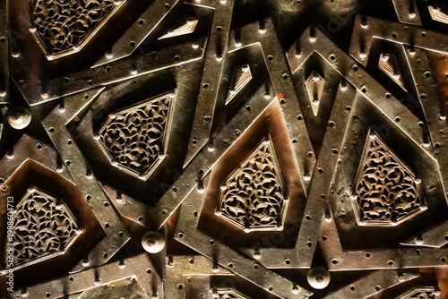Beautiful door with geometric pattern of ancient Turkish  style.