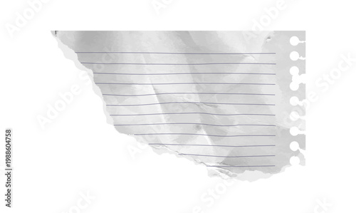 Paper rip torn corner piece isolated scrapbook lined grid. Old angle letter template copybook striped sheet crumpled wrinkled texture notebook for school collage. Vector illustration