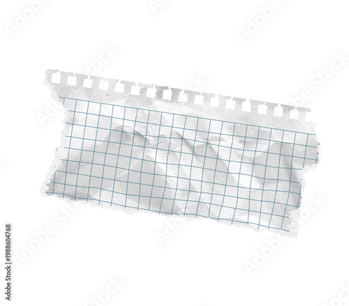 Torn corner paper piece rip with isolated scrapbook blue grid. Old letter angle template from checkered copybook with crumpled wrinkled notebook texture for school collage. Vector illustration.