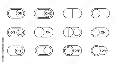 Set of UI Toggle Switch Icons for Web and Mobile Applications