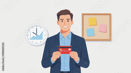 Businessman holding credit card