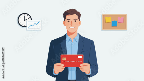 Businessman holding credit card