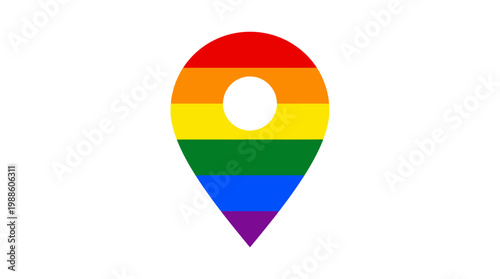 LGBTQ+ Pride Month Rainbow Location Pin Celebrating Diversity and Inclusion in Vector Art
