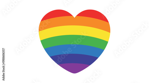 Colorful Heart Shape Symbolizing Pride Month With Rainbow Colors - Flat Vector Illustration