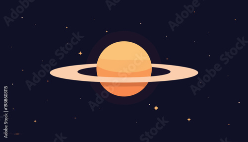 Saturn planet illustration in space with stars for Space Day  