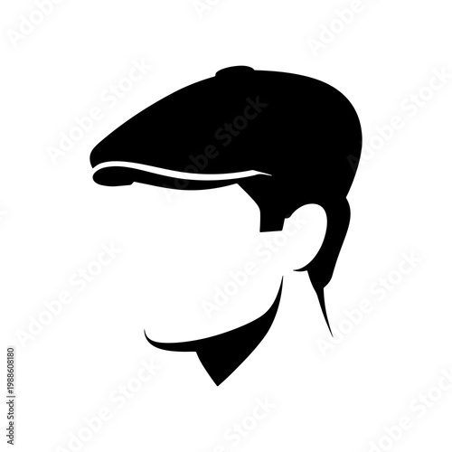 Fotografía Silhouette of an anonymous gentleman's side profile wearing a vintage newsboy ca