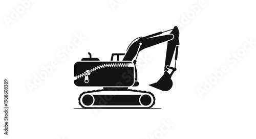 Black silhouette of a digger machine.