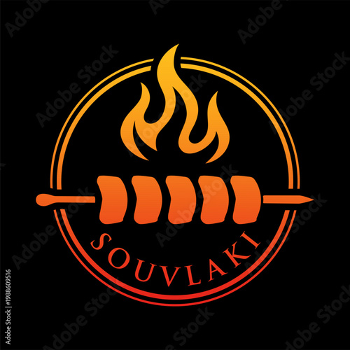 Souvlaki logo vector in circle
