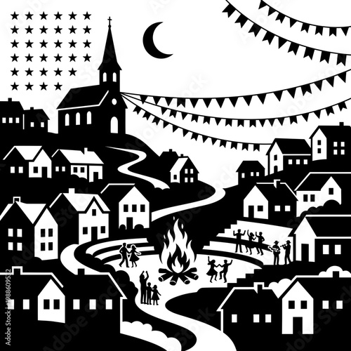 Sao Joao festival entrance gate with bunting vector