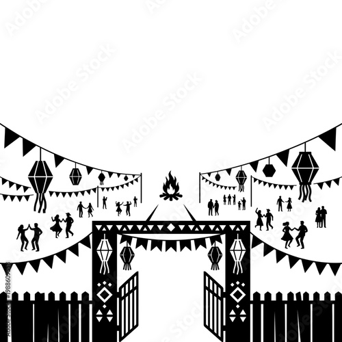 Sao Joao festival kiosk storefront badge vector