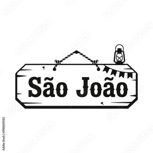 Sao Joao wooden sign banner vector