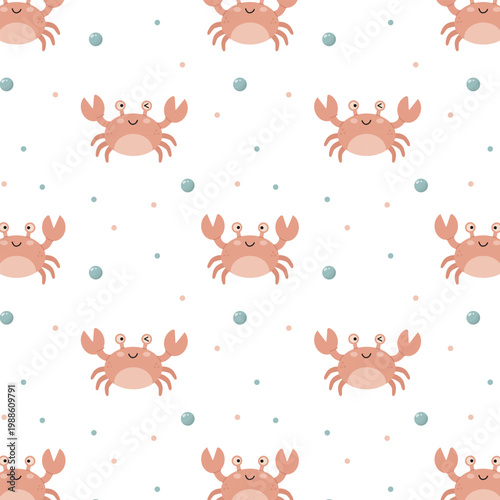 A cute summer pattern featuring a funny little crab