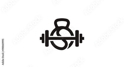 Minimalist fitness logo with kettlebell barbell and letter S