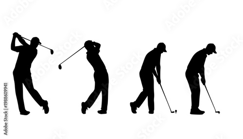 Golf silhouettes, Vector set of golf players

