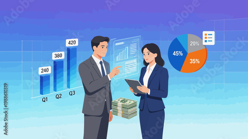 Business professionals analyzing financial data