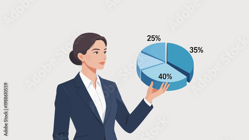 Businesswoman presenting pie chart