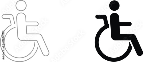 Wheelchair accessibility icon with outline and solid style disabled person mobility symbol inclusive design vector illustration