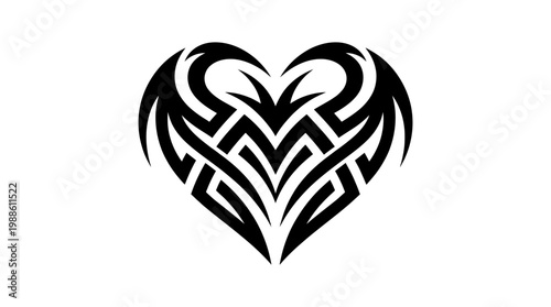 Black heart shape tribal tattoo design.