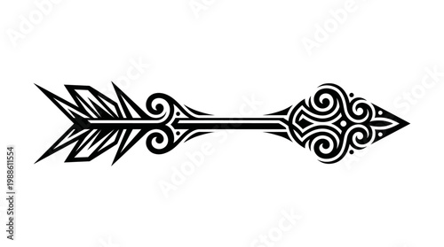 Ornate Tattooed Arrow Design Element.