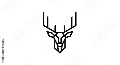Minimalist geometric deer head line art logo on white background