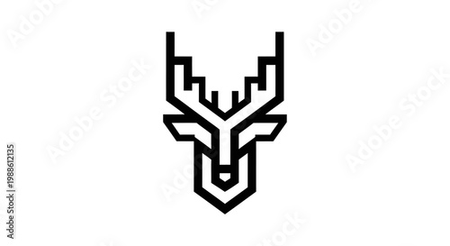 Minimalist geometric deer head logo illustration