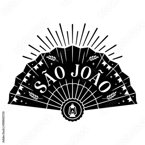 Sao Joao award emblem with bonfire cup wreath and stars