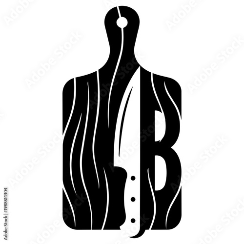 Stylish Knife and Cutting Board Design with Elegant Grain Pattern for Culinary Use