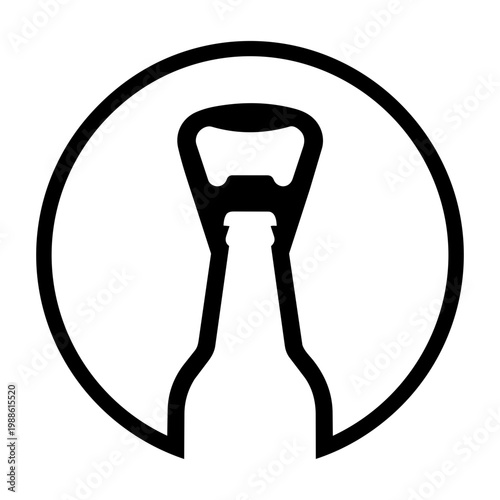 Minimalist Bottle Opener Icon in Circular Design for Modern Beverage Concepts
