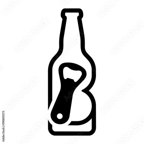 Iconic Illustration of a Beer Bottle with a Bottle Opener for Beverage Enthusiasts