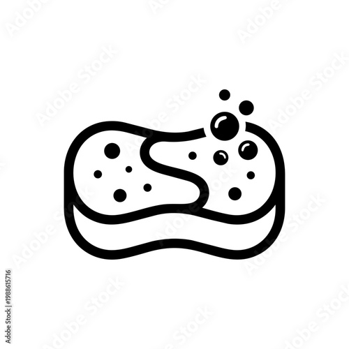 Clean and Simple Illustration of a Sponge with Bubbles for Housekeeping or Cleaning Themes