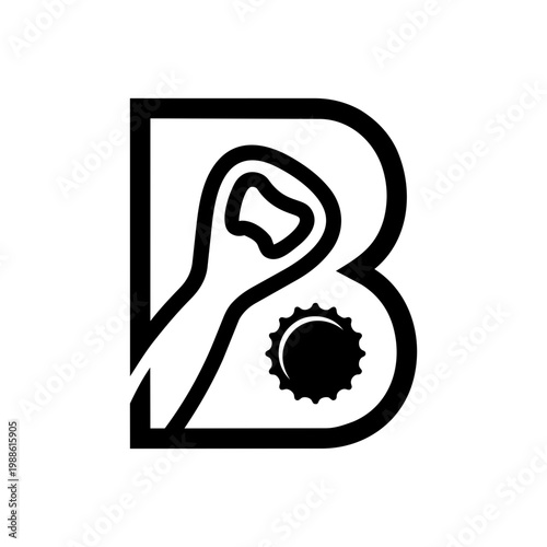 Vintage Beverage Branding Icon with Bottle Opener and Cap Illustration for Design Projects