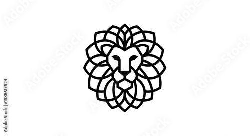 Minimalist geometric lion head logo icon on white background
